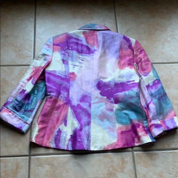 Lafayette 148 Linen & Silk Watercolor Blazer 6 - Picture 7 of 8